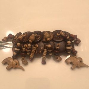 Hair Accessory Beads Wooden Elephants